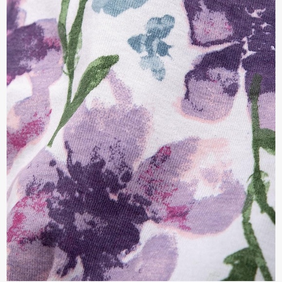 Burts Bees Baby Baby Girls' Zip Up Footed Sleeper 18-24 month new! Purple floral - Picture 3 of 3